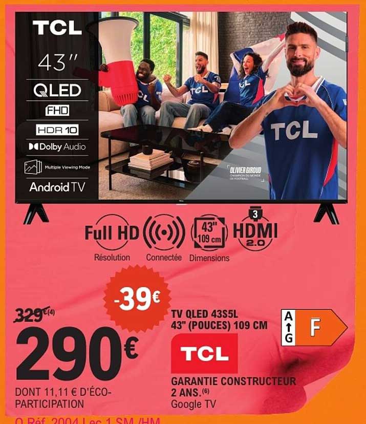 TV QLED 43'' (POUCES) 109 CM