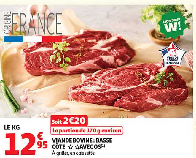 VIANDE BOVINE : BASSE CÔTE AVEC OS