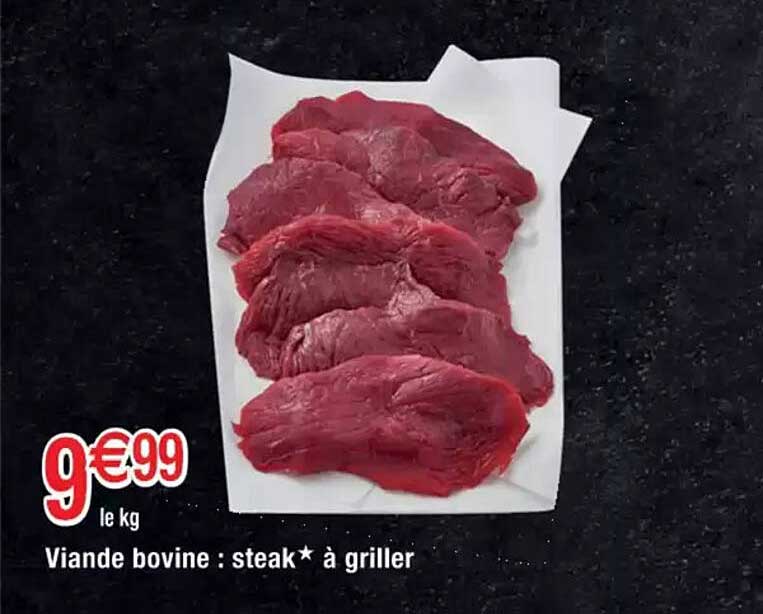 Viande bovine : steak* à griller
