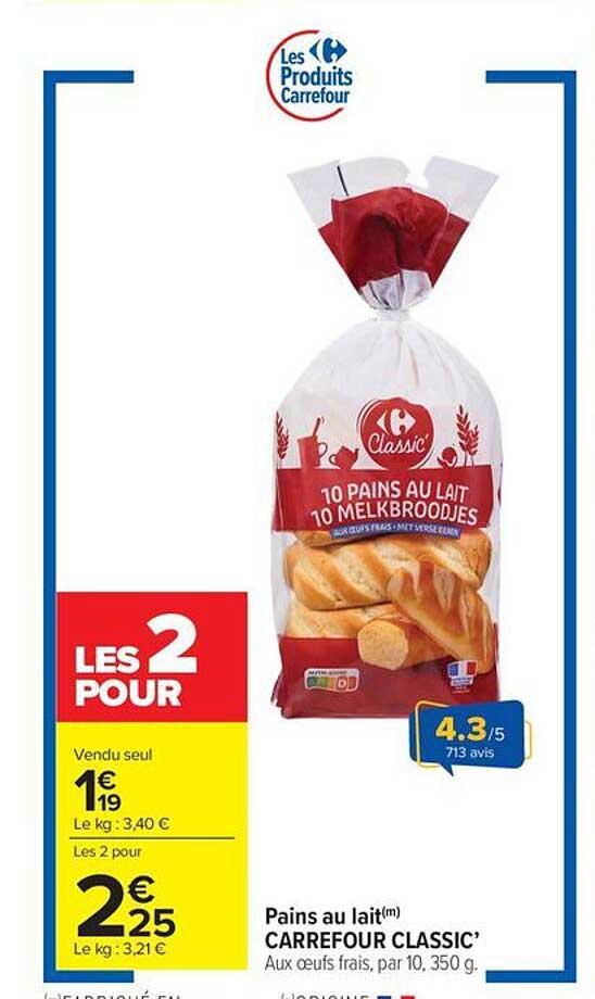 10 Pains au lait CARREFOUR CLASSIC’