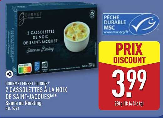 2 Cassolettes à la Noix de Saint-Jacques, Sauce au Riesling