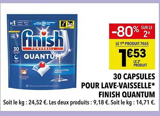 30 CAPSULES POUR LAVE-VAISSELLE* FINISH QUANTUM