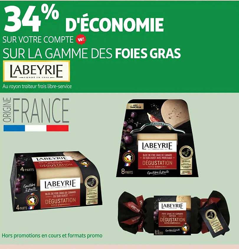 34% d'économie sur la gamme des foies gras Labeyrie