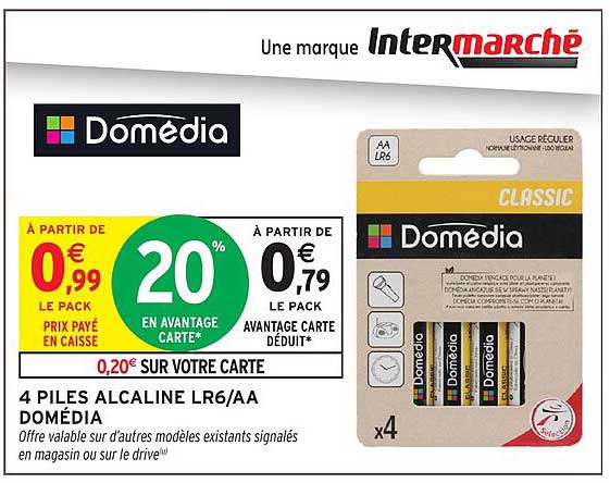 4 PILES ALCALINE LR6/AA DOMÉDIA