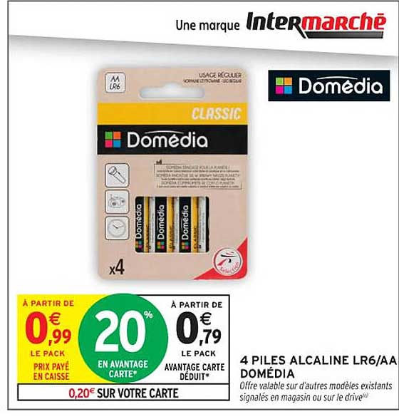 4 PILES ALCALINE LR6/AA DOMÉDIA