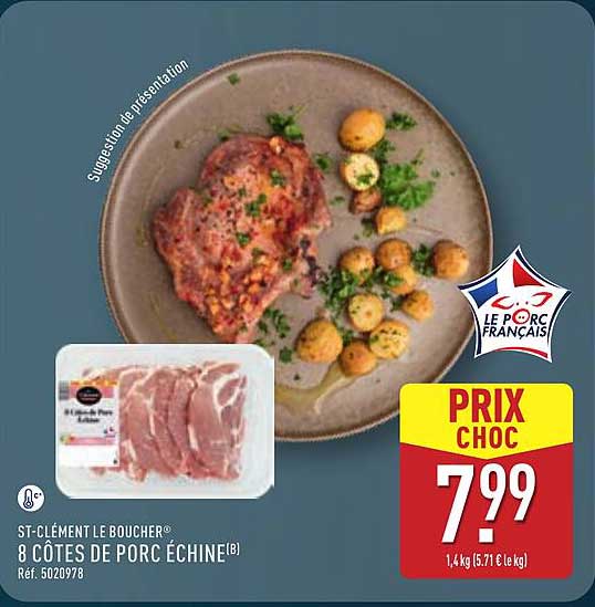 8 CÔTES DE PORC ÉCHINE