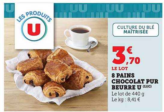 8 PAINS CHOCOLAT PUR BEURRE U