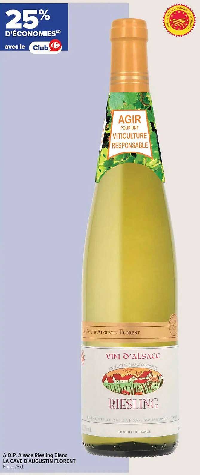 A.O.P. Alsace Riesling Blanc La Cave d'Augustin Florent