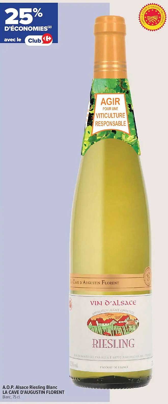 A.O.P. Alsace Riesling Blanc LA CAVE D'AUGUSTIN FLORENT