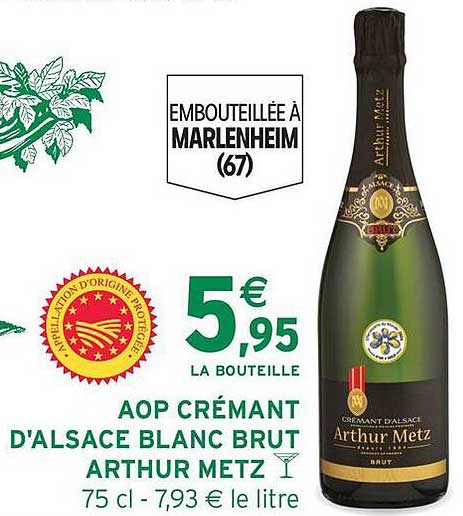 AOP CRÉMANT D'ALSACE BLANC BRUT ARTHUR METZ