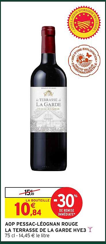 AOP Pessac-Léognan Rouge la Terrasse de la Garde HVE3