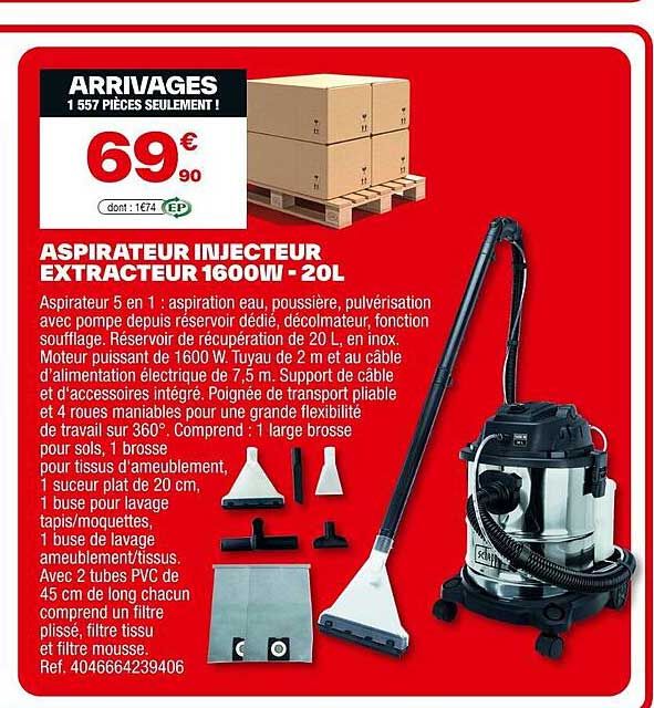 ASPIRATEUR INJECTEUR EXTRACTION 1600W - 20L