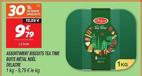 ASSORTIMENT BISCUITS TEA TIME BOITE MÉTAL NOËL DELACRE