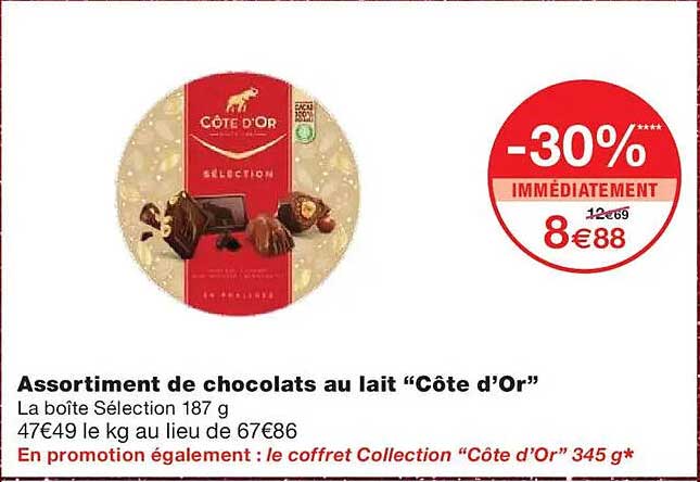 Assortiment de chocolats au lait “Côte d’Or”