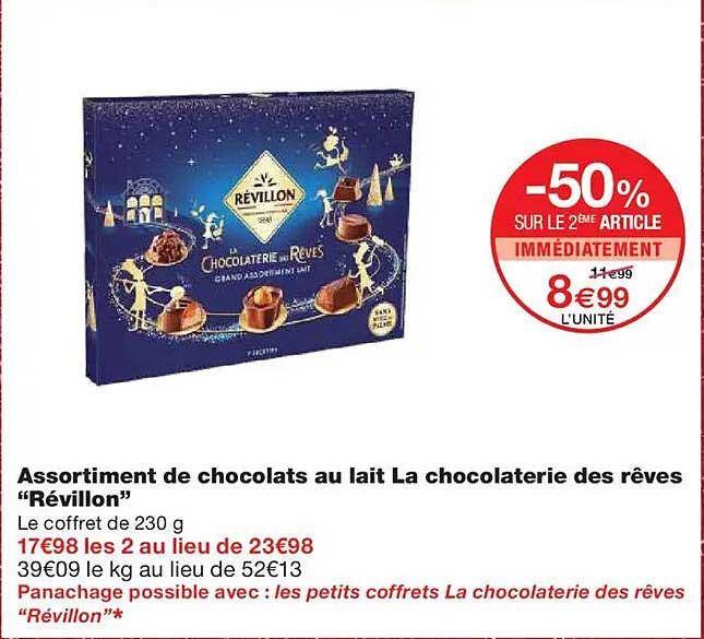 Assortiment de chocolats au lait La chocolaterie des rêves "Révillon"