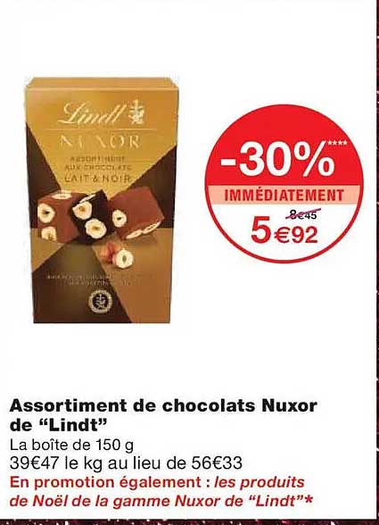 Assortiment de chocolats Nuxor de “Lindt”
