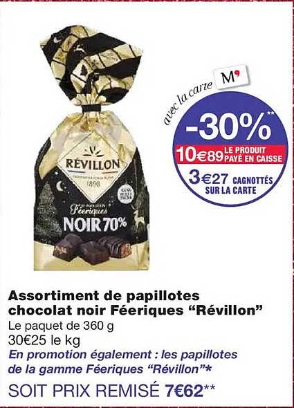 Assortiment de papillotes chocolat noir Féeriques “Révillon”