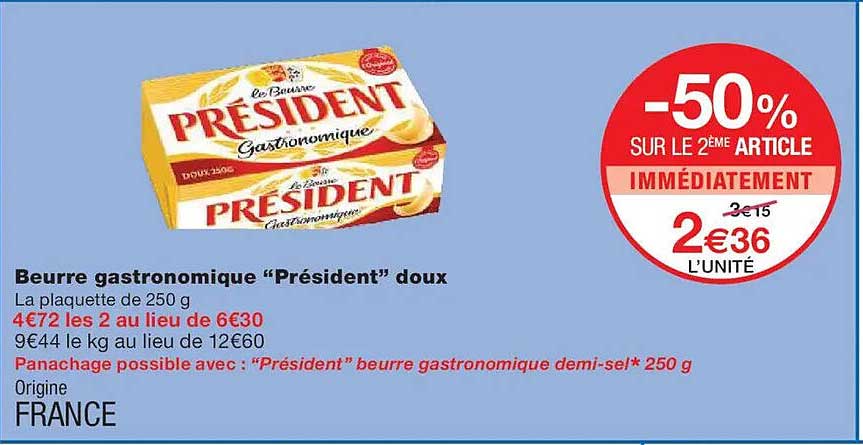Beurre gastronomique “Président” doux