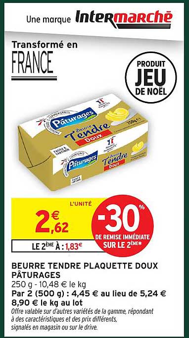 BEURRE TENDRE PLAQUETTE DOUX PÂTURAGES