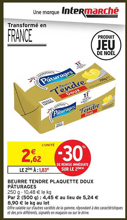 BEURRE TENDRE PLAQUETTE DOUX PÂTURAGES