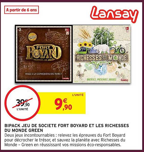 BIPACK JEU DE SOCIETE FORT BOYARD ET LES RICHESSES DU MONDE GREEN
