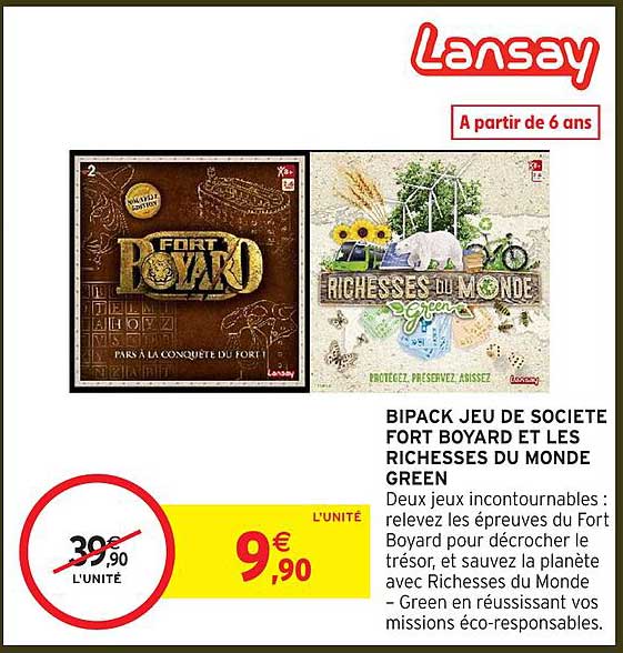 BIPACK JEU DE SOCIETE FORT BOYARD ET LES RICHESSES DU MONDE GREEN