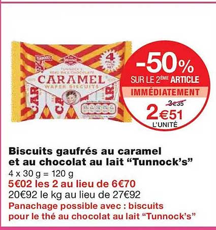 Biscuits gaufrés au caramel et au chocolat au lait “Tunnock’s”