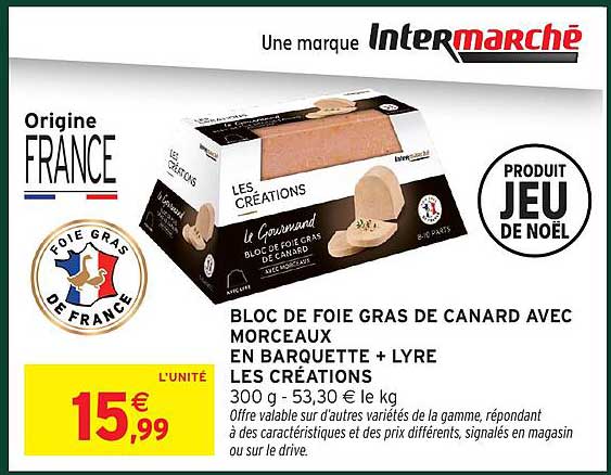 BLOC DE FOIE GRAS DE CANARD AVEC MORCEAUX EN BARQUETTE + LYRE