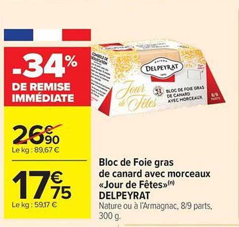 Bloc de Foie gras de canard avec morceaux « Jour de Fêtes »(n) DELPEYRAT