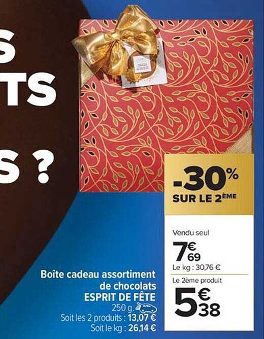 Boîte cadeau assortiment de chocolats ESPRIT DE FÊTE