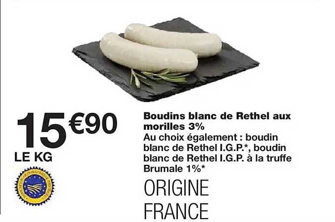 Boudins blanc de Rethel aux morilles 3%