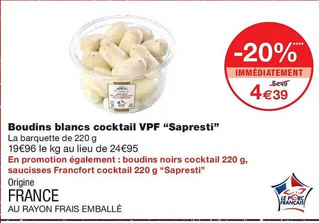 Boudins blancs cocktail VPF "Sapresti"