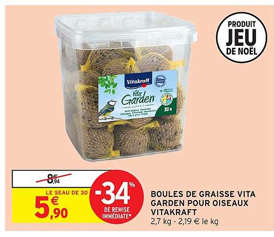 BOULES DE GRAISSE VITA GARDEN POUR OISEAUX VITAKRAFT