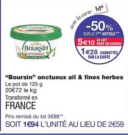 "Boursin" onctueux ail & fines herbes