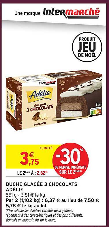 BUCHE GLACÉE 3 CHOCOLATS ADÉLIE