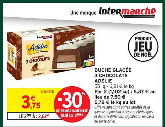 BUCHE GLACÉE 3 CHOCOLATS ADÉLIE