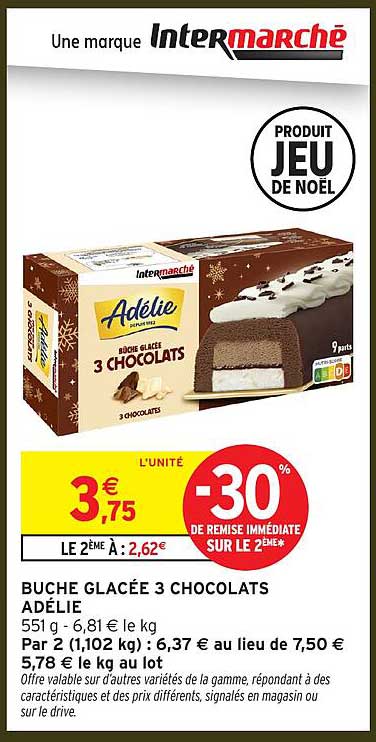 BUCHE GLACÉE 3 CHOCOLATS ADÉLIE
