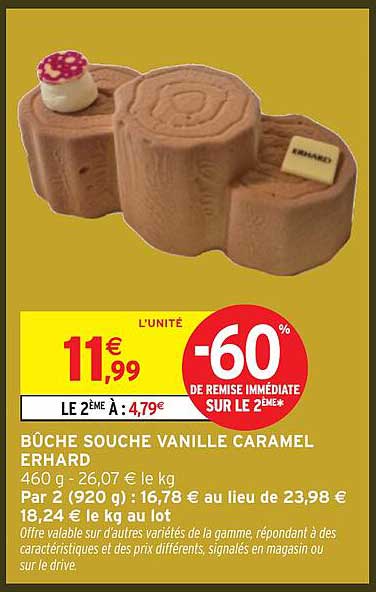 BÛCHE SOUCHE VANILLE CARAMEL ERHARD