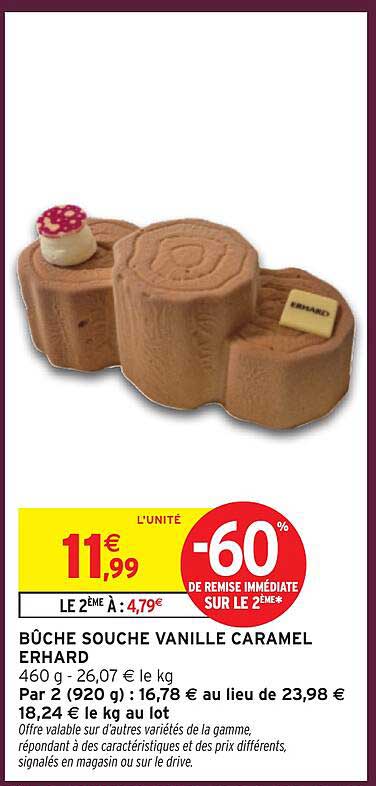 BÛCHE SOUCHE VANILLE CARAMEL ERHARD