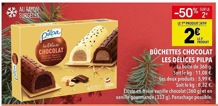 BÛCHETTES CHOCOLAT LES DÉLICES PILPA