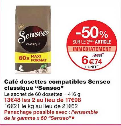 Café dosettes compatibles Senseo classique “Senseo”