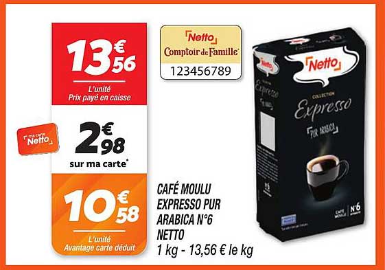 Café moulu expresso pur arabica N°6 Netto