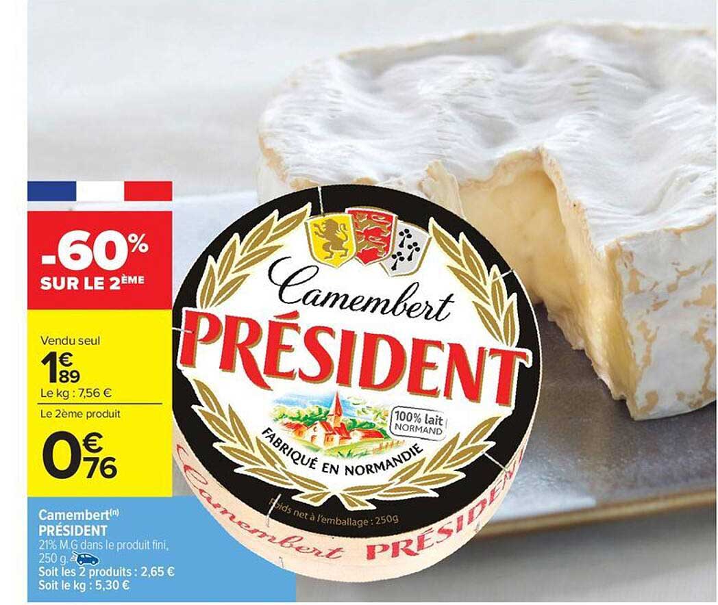 Camembert Président -60% SUR LE 2ème