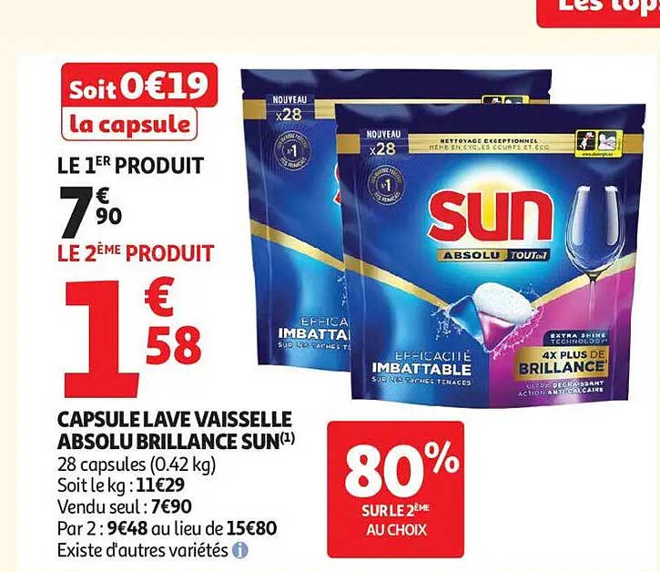 CAPSULE LAVE VAISSELLE ABSOLU BRILLANCE SUN