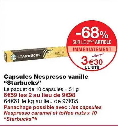 Capsules Nespresso vanille "Starbucks"