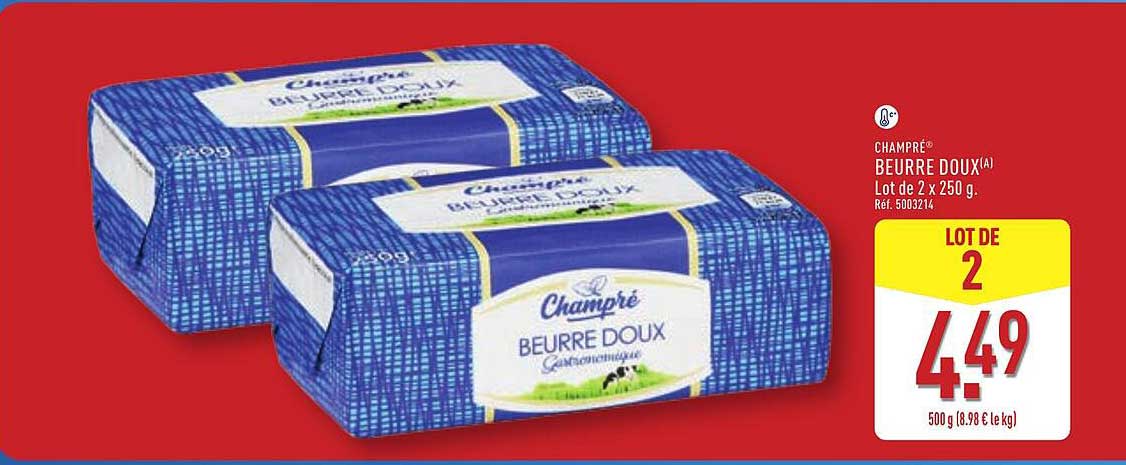 CHAMPRE BEURRE DOUX Lot de 2 x 250 g