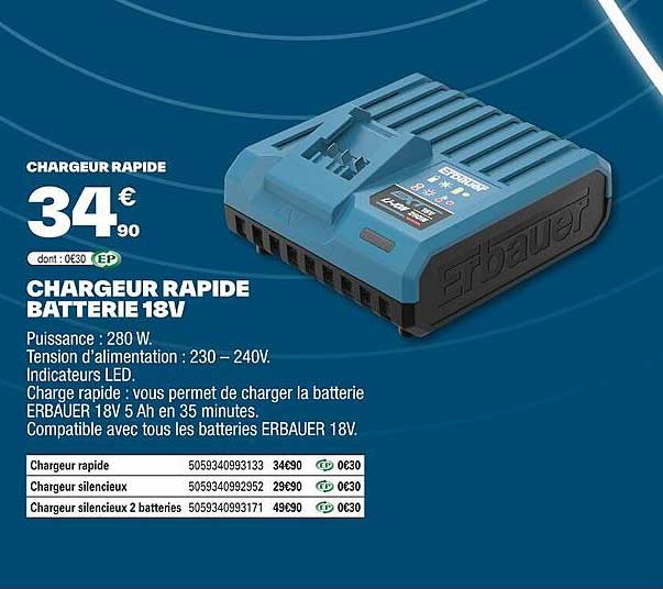 CHARGEUR RAPIDE BATTERIE 18V
