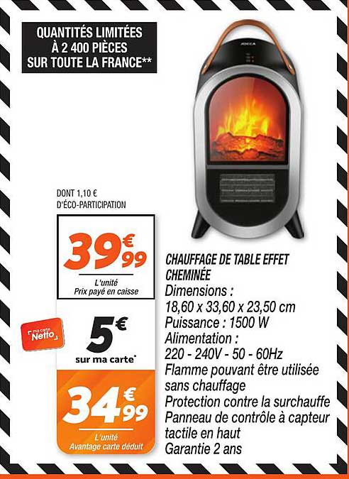 CHAUFFAGE DE TABLE EFFET CHEMINÉE