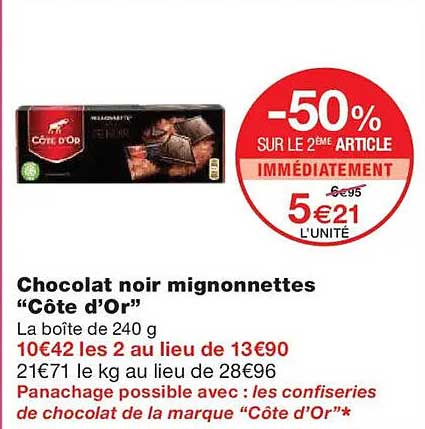 Chocolat noir mignonnettes "Côte d’Or"