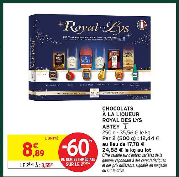 CHOCOLATS À LA LIQUEUR ROYAL DES LYS ABTEY